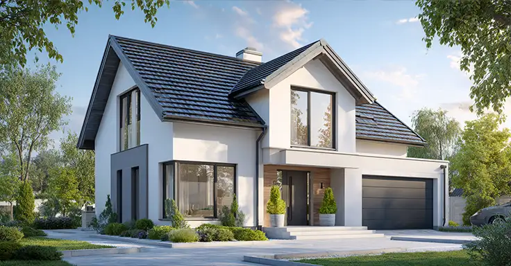 Modernes Einfamilienhaus mit großem Garten und Garage